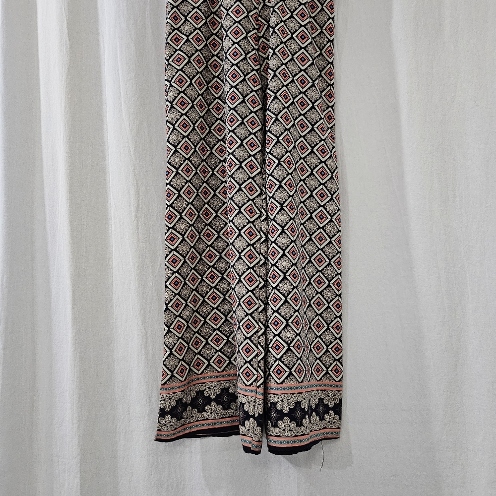 Millibon Wide Leg Jumpsuit in Black & Orange Print Women’s Size S - Picture 2 of 5